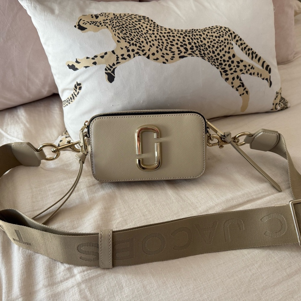 Marc Jacobs Beige Crossbody Bag with Gold Accents